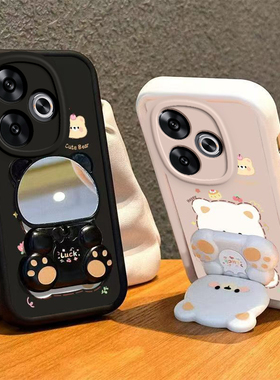 适用红米Turbo3手机壳小熊支架小米RedmiTurbo3保护套Redme新款Radmi三镜子软硅胶Redmin全包防摔Redim高级