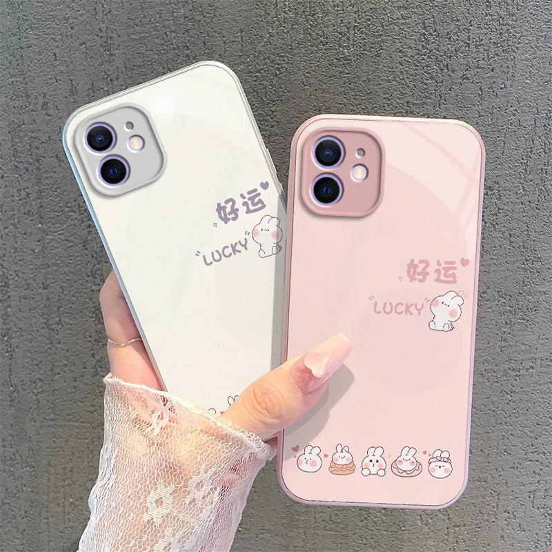 苹果12手机壳iPhone12Pro新款12Promax防摔Pmax高级感全包mini保护套十二迷你por简约max玻璃p男ip女好运兔子