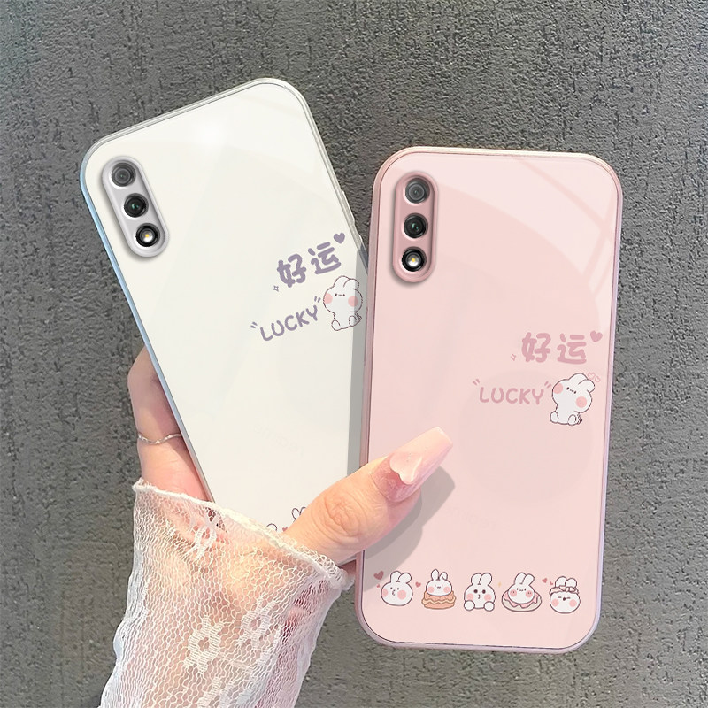 适用荣耀9X手机壳HONOR9X保护套H0N0R9X华为新款简约HONORX硬玻璃全包防摔九叉专用升降摄像头X9男女好运兔子