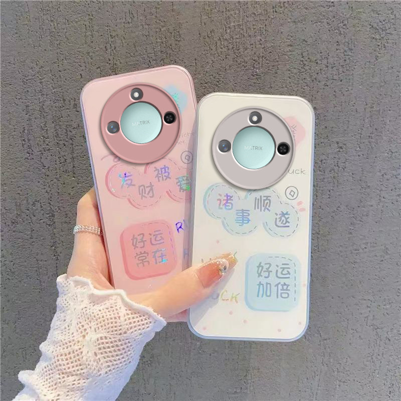 适用荣耀X60手机壳HONORX60保护套X6O华为60X新款叉六零专用简约硬玻璃全包防摔网红曲屏曲面屏男女诸事顺遂