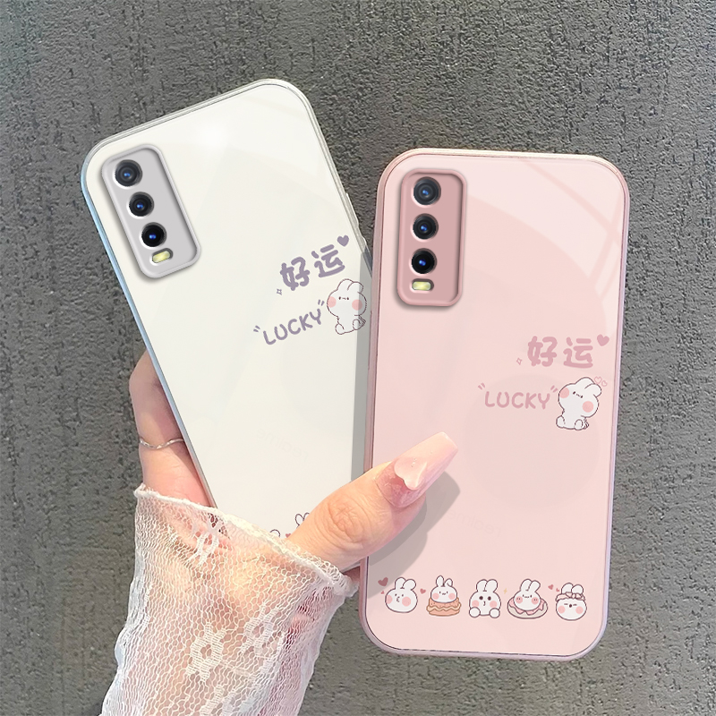 适用vivoY30标准版手机壳vivo Y30 Standard保护套viviy硬玻璃vovoy全包voviy防摔viv0丫vⅰvoy男女好运兔子