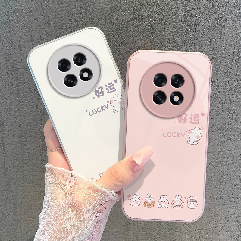 适用OPPOA6Max手机壳A6Max5G保护套OPPO新款电镀玻璃OPA外壳OPPA高级感OPP0PPOA镜头全包防摔Por男女好运兔子
