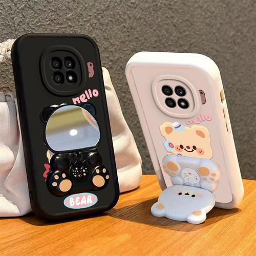 适用荣耀X20手机壳小熊支架HONORX20保护套X2O华为20X新款叉二零专用镜子软硅胶软壳全包防摔可爱高级感男女