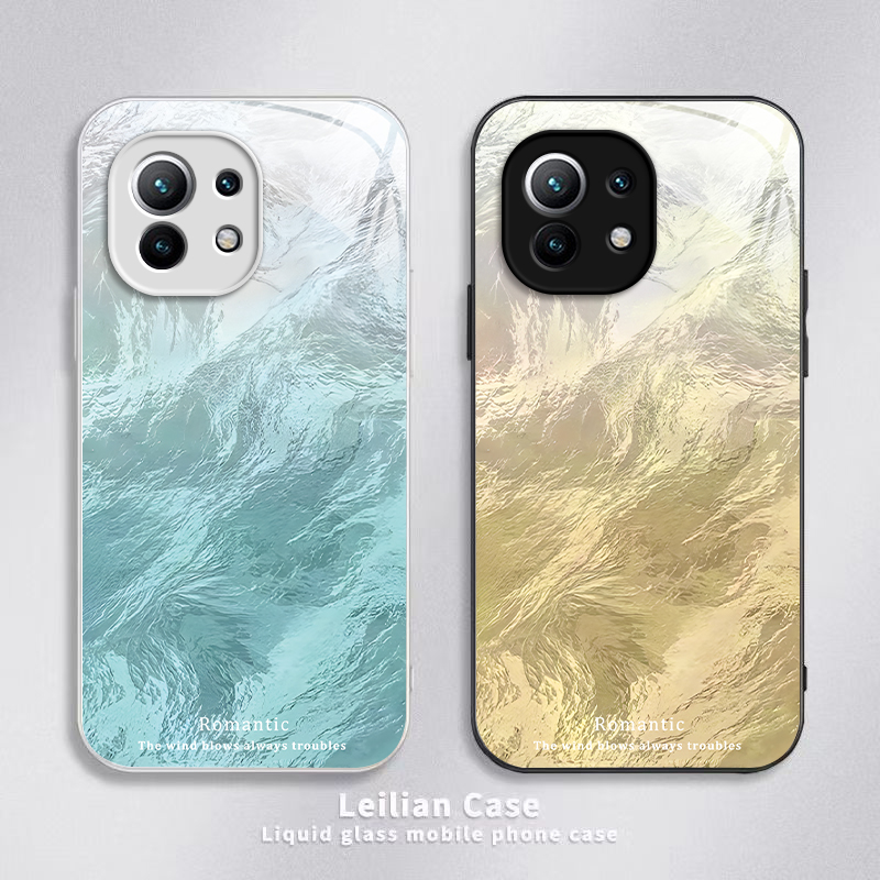 适用小米11手机壳Mi11Pro保护套新款简约钢化玻璃全包防摔曲屏曲面屏Pr0十一Por专用高端高级感男女渐变羽纱