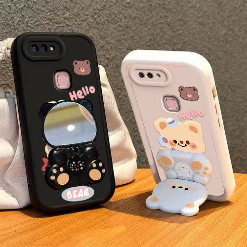 适用vivoX20手机壳小熊支架vivo X20保护套新款镜子硅胶全包防摔vivix步步高维沃叉二零vovox高级感viv0男女