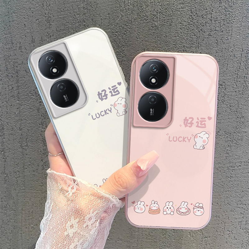 适用荣耀Play8T手机壳华为Paly8T保护套HONOR新款P1ay简约Piay钢化玻璃Pay摄像头全包防摔男女好运兔子高级感
