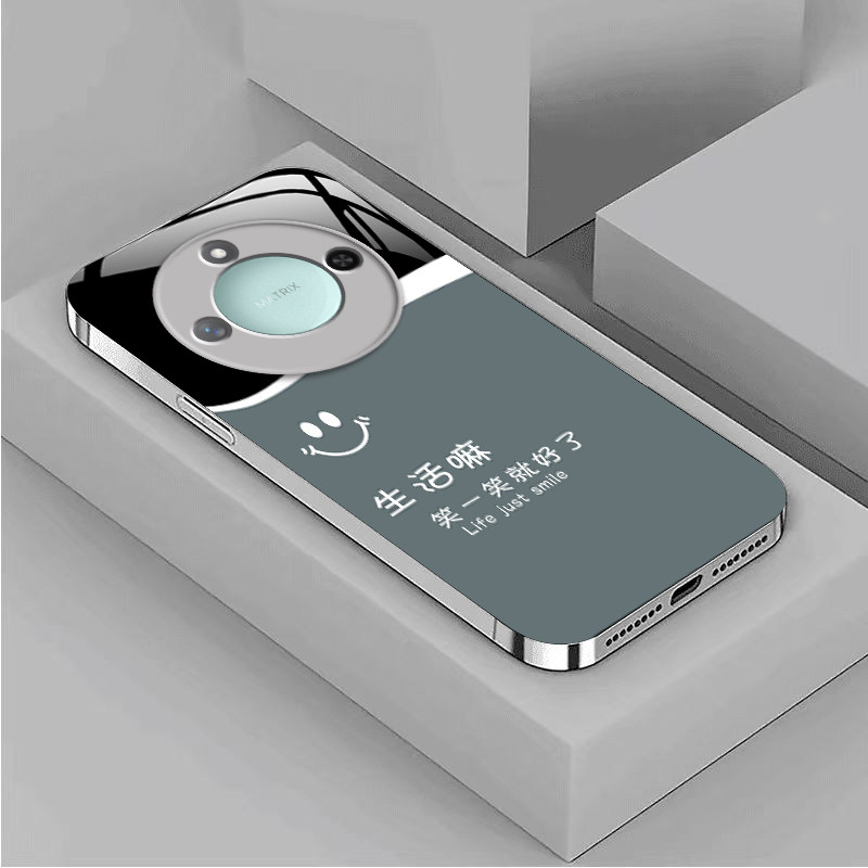 适用荣耀X60手机壳HONORX60保护套X6O华为60X新款叉六零专用简约硬玻璃壳全包防摔网红曲屏曲面屏男女笑一笑