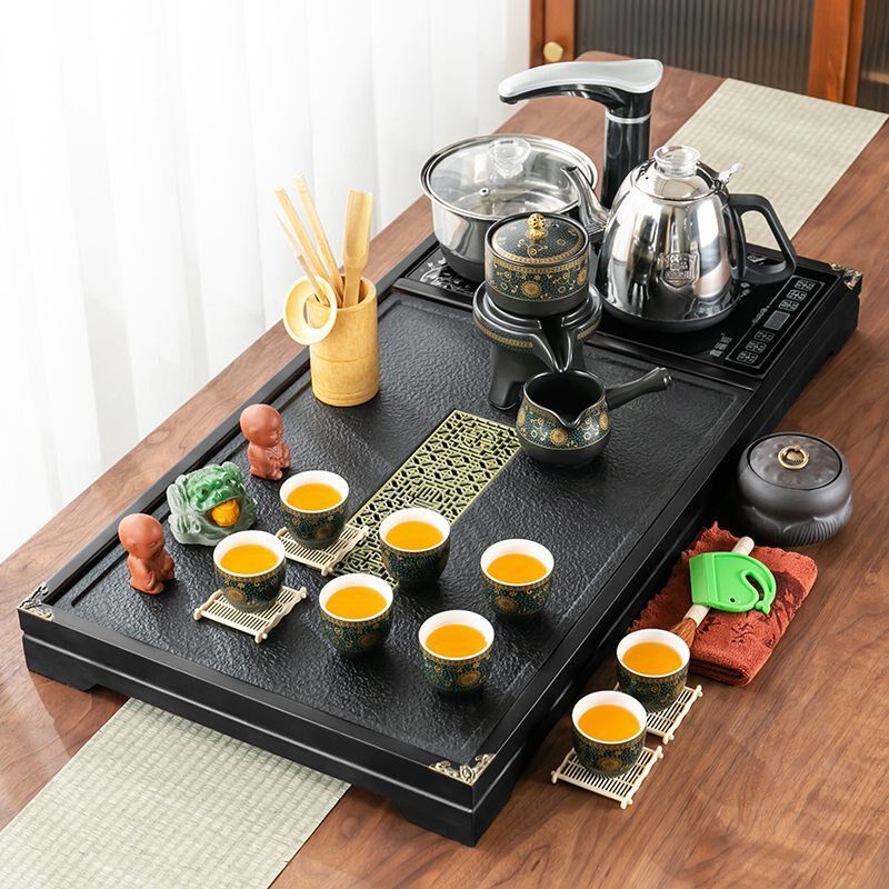 特价2024新款茶盘n全套茶具套装家用一体全自动玻璃烧水壶一套整