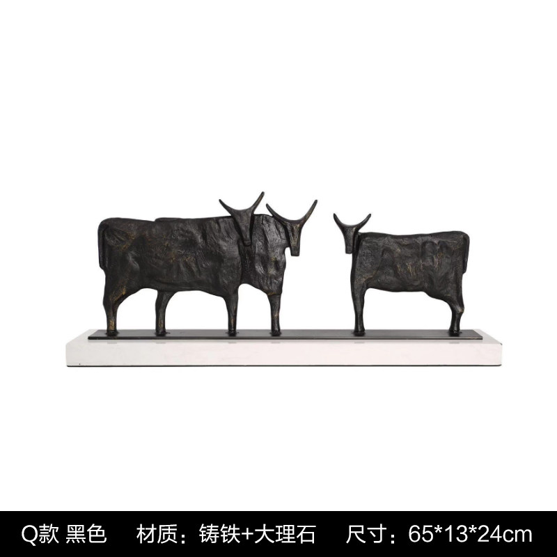 牛摆件金属铜动物现代新中式客厅玄关家居软装饰品U样板房间售楼
