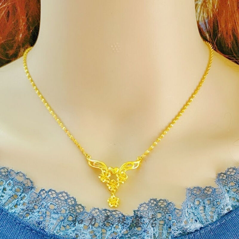 帛灵高品质金色项链女越南沙金项链吊坠首饰锁骨链女款久不褪色富