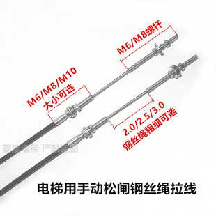 适用东芝康力电梯限速夹绳器无机房远程手动松抱闸不锈钢丝绳拉线