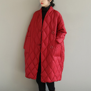 冬季大码羽绒棉服外套棉服外套女长款过膝宽松轻薄加厚面包服