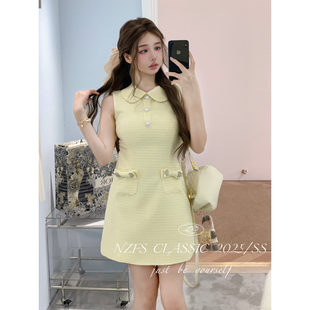 【NZFS 楠子家】名媛千金风miu系蝴蝶结娃娃领小香风连衣裙