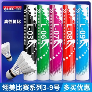 翎美羽毛球L03L06L07L08耐打飛行穩(wěn)定球館專業(yè)訓(xùn)練比賽用球12只裝