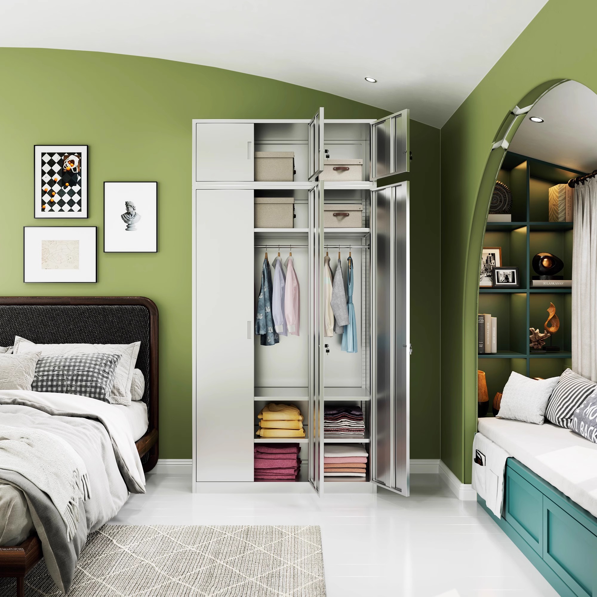 防潮防锈独立式不锈钢衣柜无毒款