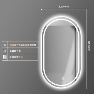 椭圆形led化妆镜壁挂卫生间智能浴室镜带灯防雾梳妆台镜子挂墙式
