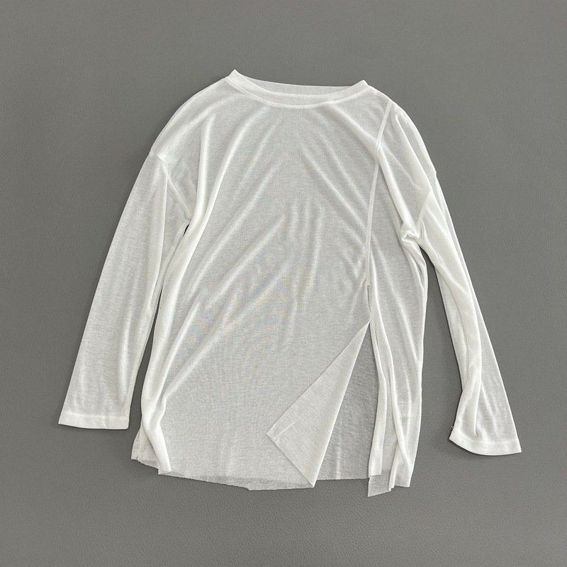 轻若无物的手感侧开叉防晒衣薄款圆领T恤上衣宽松长袖纯色百搭女,女装/女士精品,T恤,淘宝优惠券,粉丝福利购,淘宝优惠卷