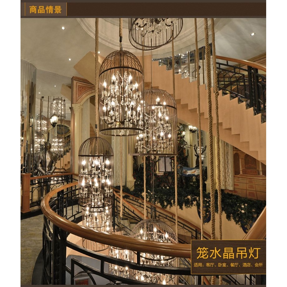 美式工业复古loft铁艺餐厅灯鸟笼吊灯展厅会所别墅创意铁锈色灯具