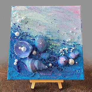 海滩贝壳肌理画diy材料儿童手工黏土石英砂丙烯亲子团建装饰挂画