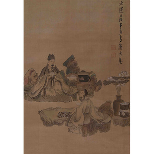 水印 明陈洪绶 朵云轩木版 国画装 品茶图 饰收藏馈赠家居非遗