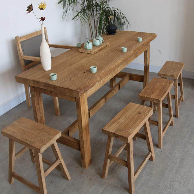 老榆木功夫茶桌现代简约会客禅意茶台复古怀旧风化木质茶桌