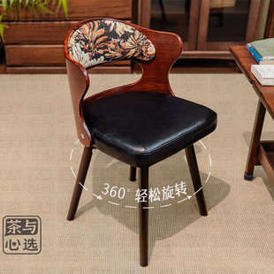 可旋转餐椅实木靠背椅餐桌椅家用吧台椅子轻奢高级2025餐凳高凳