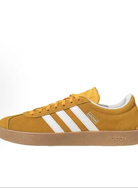 adidas Vl Court Classic 复古薄底 低帮 板鞋 男女同款 黄色