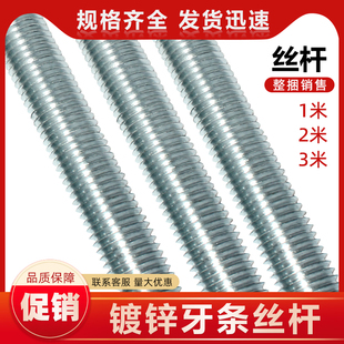 镀锌牙条 丝杆1米通丝全螺纹螺杆全牙螺丝M4M5M6M8M10M12M14M16