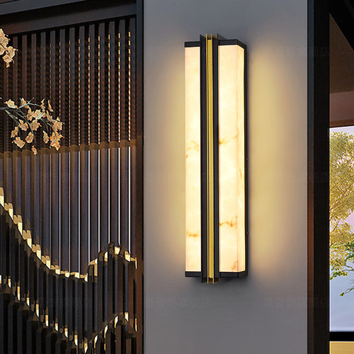 简约户外防水壁灯仿云石灯罩中式