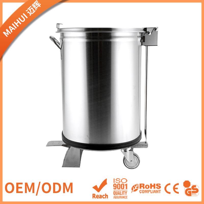 50L大容量不锈钢垃圾桶圆形带盖大容量大排档商用厨房收纳垃圾桶