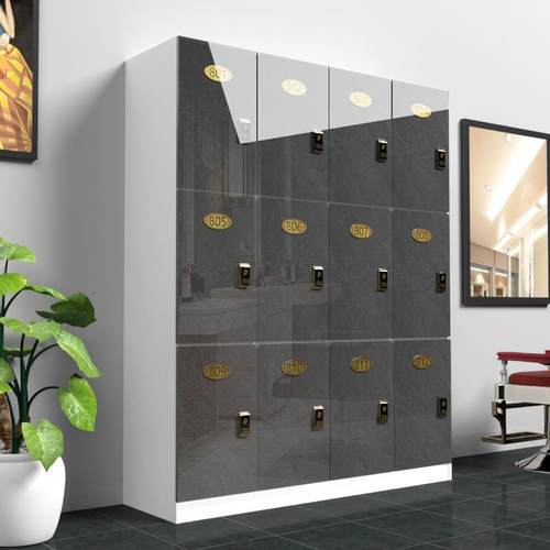 黑金沙木质更衣柜理发店存包柜健身房瑜伽馆美发店更衣柜员工储物