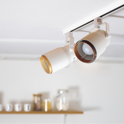 出口日本实木轨道射灯led导轨灯北欧原木灯背景墙灯遥控聚光家用