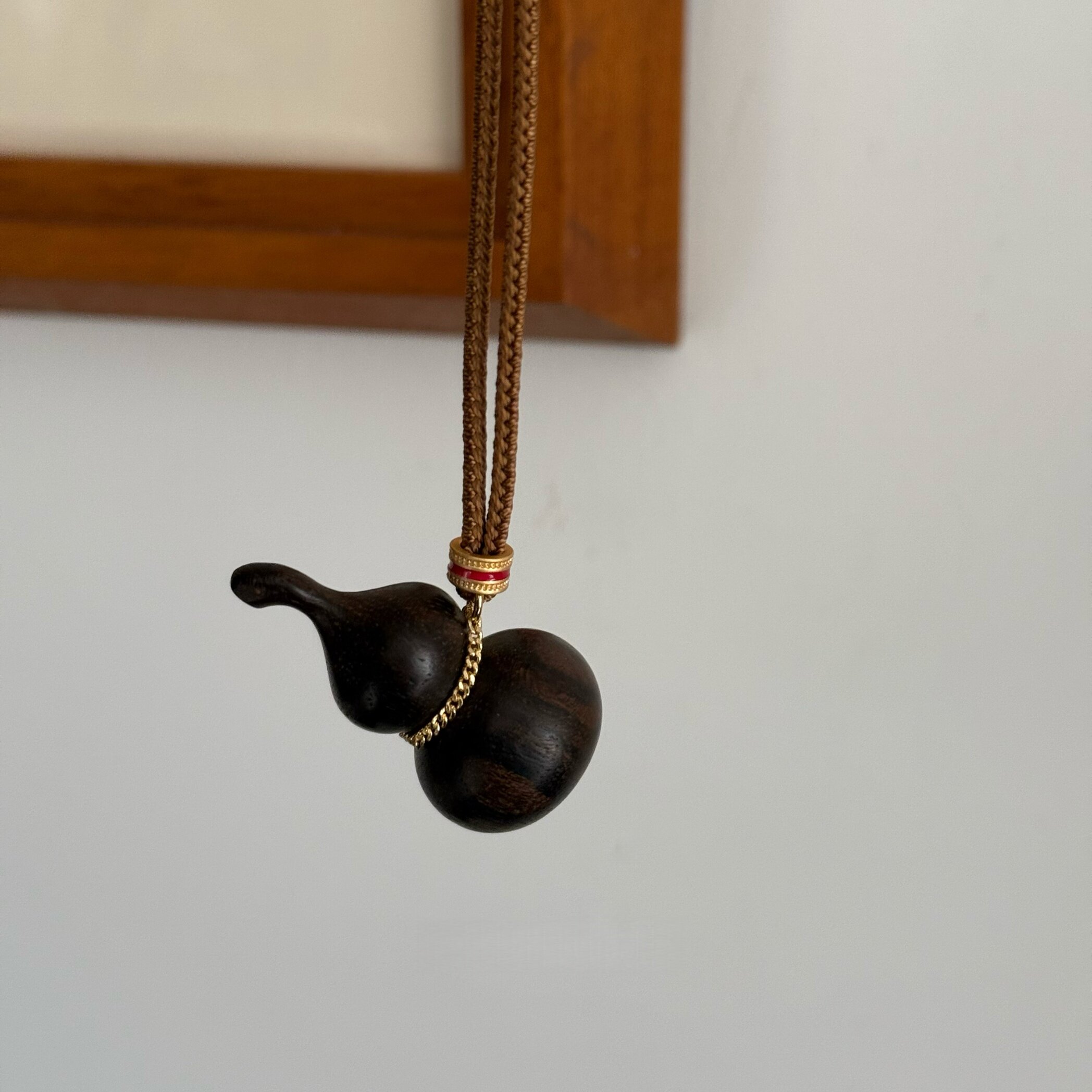 新中式国风木质葫芦吊坠编绳项链女小众轻奢复古高级感长款毛衣链