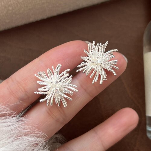 小众设计蒲公英耳钉女S925银针烟花轻奢高级感耳环2025新款耳饰