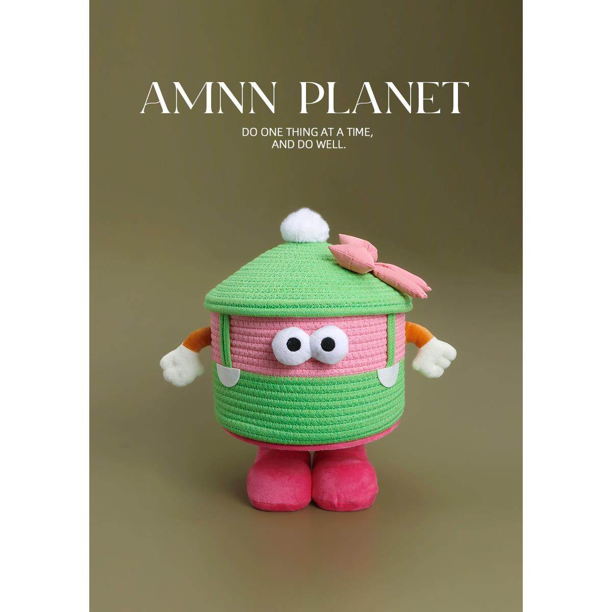 AMNN 创意卡通小怪兽编织篮家用桌面零食杂物棉质网红可爱收纳篮