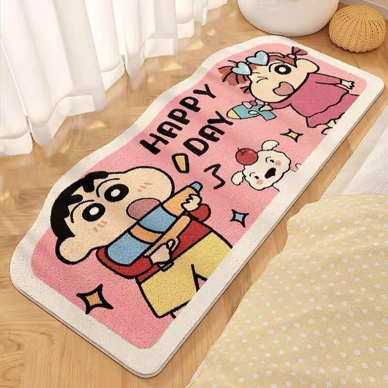 蜡笔小新卧室床边毯长条地毯客厅少女飘窗垫儿童房地垫加厚仿羊绒