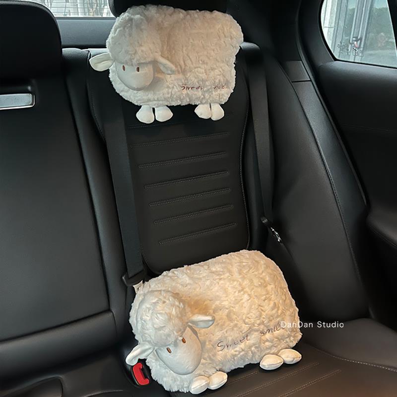 汽车四季通用可爱头枕护颈枕车用网红款小羊咩咩车载枕头车内腰靠