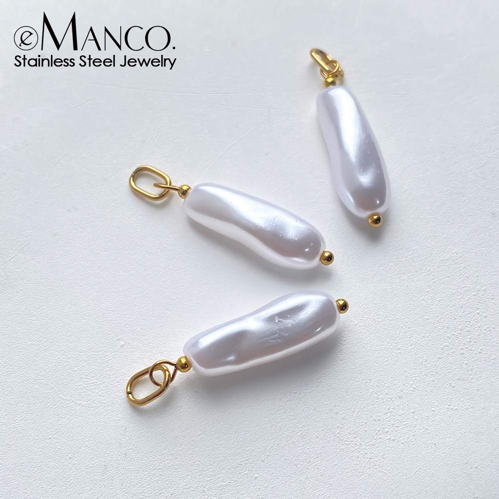 eManco淡水珍珠吊坠异形小提溜项链圈圆形女珍珠爱心吊坠水滴配饰