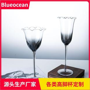 轻奢设计感小众高脚杯原色料挺内丝花型红酒杯家用酒店香槟杯 新款
