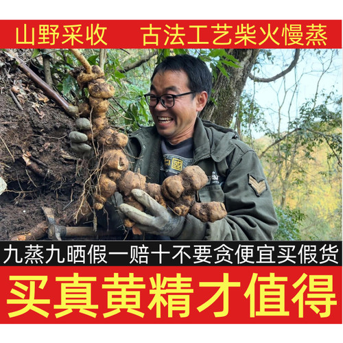 九蒸九晒九华山黄精500g中药材正品制质黄精茶古法工艺即食九制