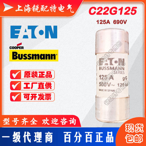 C22G125 陶瓷管保险丝 690V 125A 22x58 巴斯曼BUSSMANN熔断器