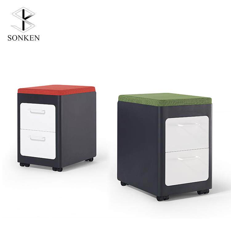 现代办公桌矮柜活动柜可固定滚轮文件柜储存物品钢板铁艺柜子