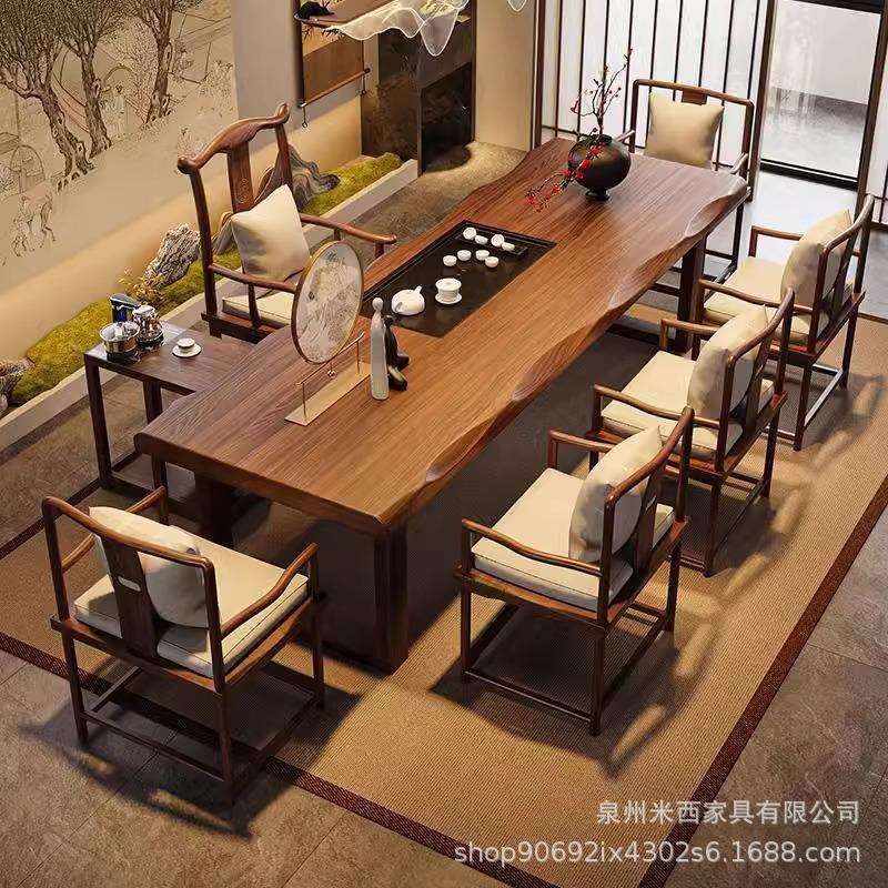 新中式禅意茶桌椅办公室茶楼一体茶台全套会客接待茶桌茶座椅一套