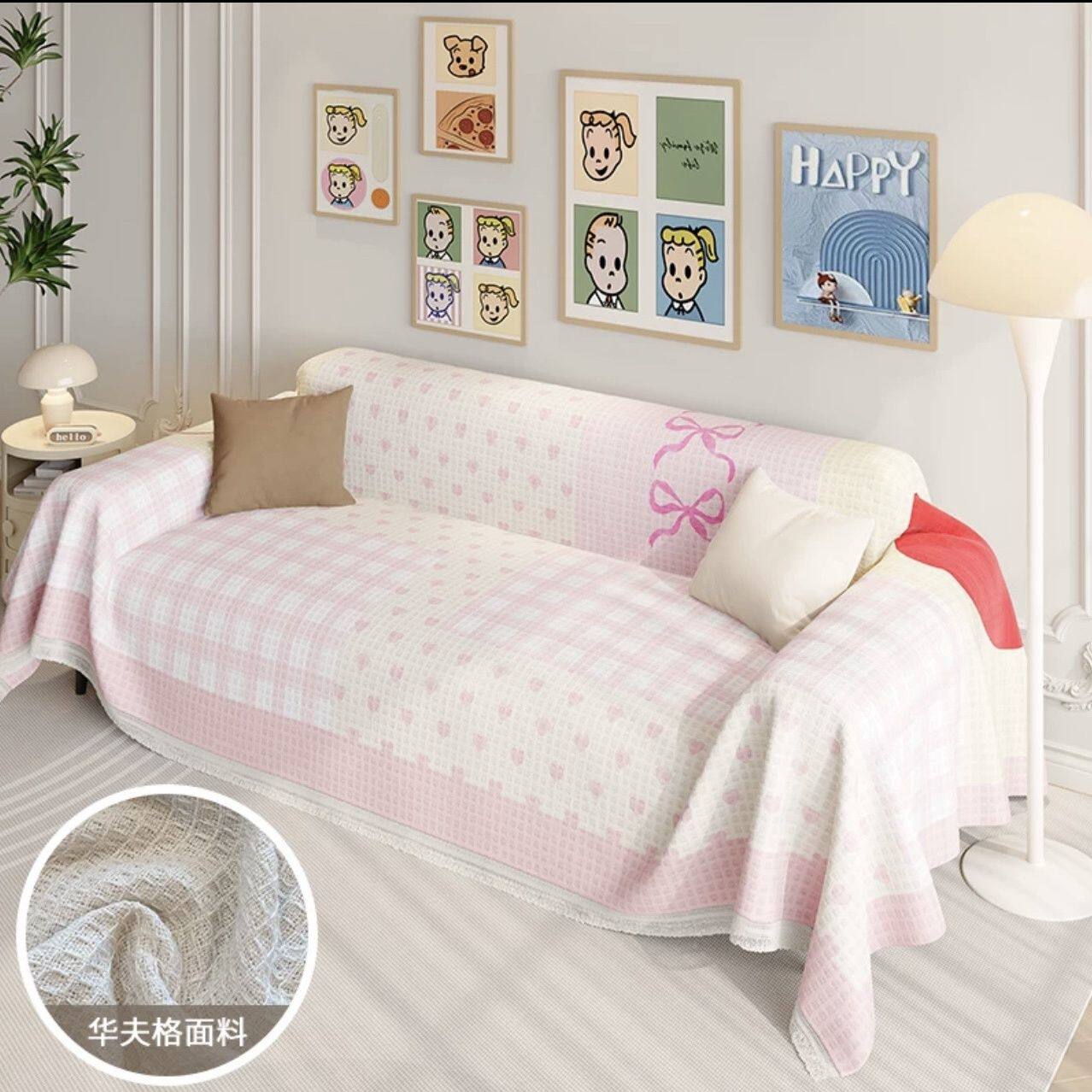 卡通可爱沙发巾防滑四季通用一片式沙发垫防猫抓坐垫轻奢沙发盖布