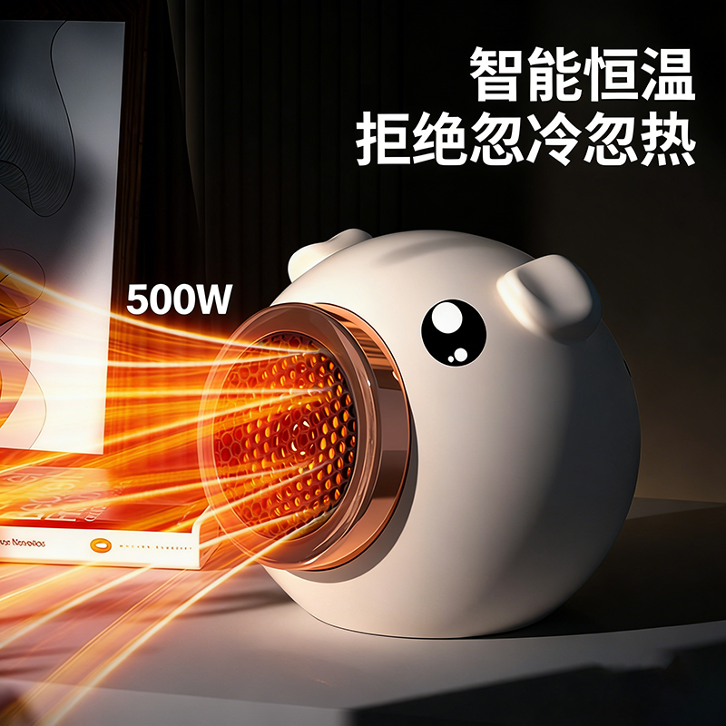 宿舍家用桌面暖风机办公室暖手暖脚创意可爱小猪速热小太阳取暖器