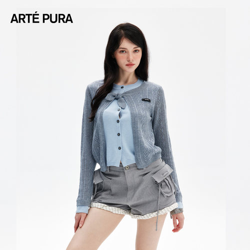 ARTEPURA假两件绑带羊毛开衫