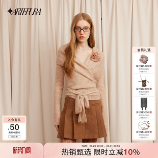 交叉设计毛针织衫 ARTE 饰V领长袖 花朵装 上衣女慵懒感 PURA胶囊新款