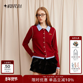 氛围感红色毛针织开衫 ARTE PURA25秋冬胶囊新款 学院风洋气上衣女