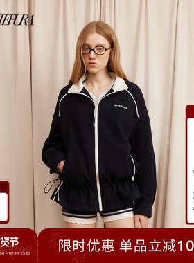 ARTE PURA25秋冬胶囊新款藏青拼白抽绳摇粒绒外套休闲韩系上衣女