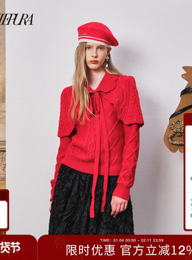 ARTE PURA2025秋冬新款红色撞色学院毛织贝蕾帽女显脸小洋气帽子